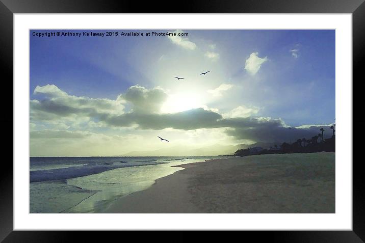  PUERTO DEL CARMEN BEACH SUNBURST Framed Mounted Print by Anthony Kellaway