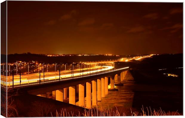  Medway Bridge at night Canvas Print by pristine_ images
