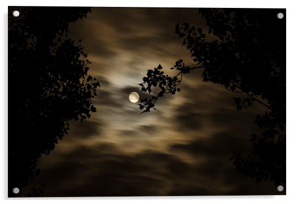  Spooky cloudy moon at gravesend kent Acrylic by pristine_ images