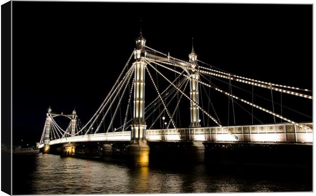  london albert bridge at night Canvas Print by pristine_ images