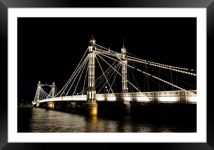  london albert bridge at night Framed Mounted Print by pristine_ images