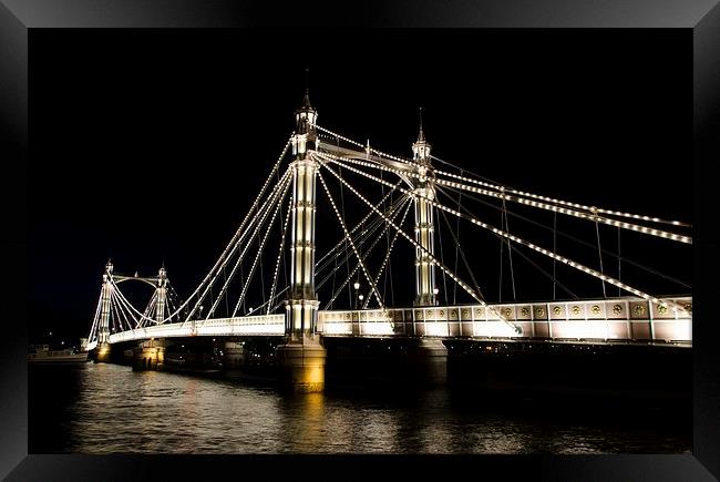  london albert bridge at night Framed Print by pristine_ images