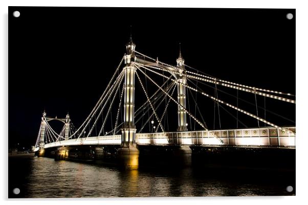 london albert bridge at night Acrylic by pristine_ images