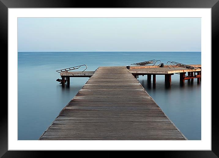 Long exposure on wooden pier at dawn Framed Mounted Print by ken biggs