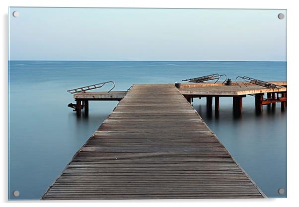 Long exposure on wooden pier at dawn Acrylic by ken biggs