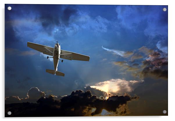 Small fixed wing plane against a stormy sky  Acrylic by ken biggs