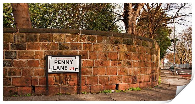 Penny Lane street sign Made famous by the Beatles  Print by ken biggs
