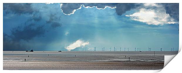 Wind turbine panorama Print by ken biggs