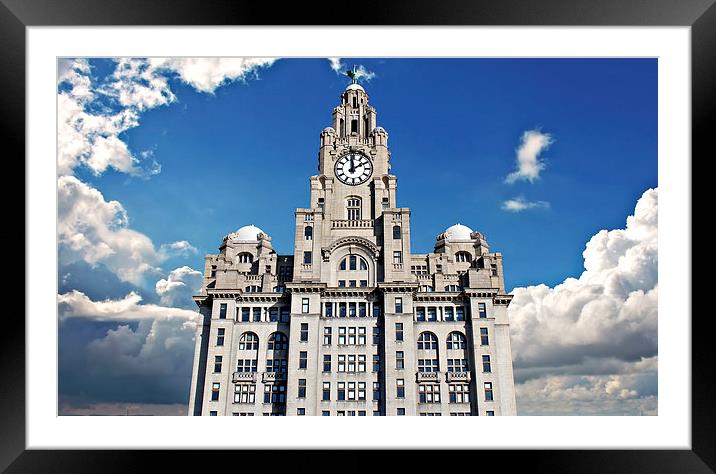Liver Buildings on Liverpool waterfront Framed Mounted Print by ken biggs