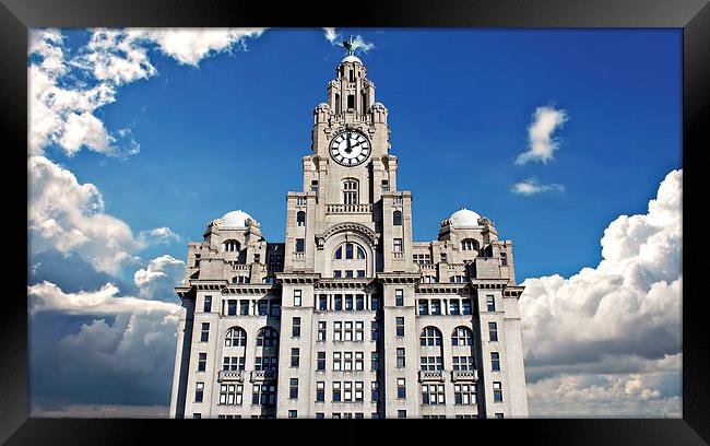 Liver Buildings on Liverpool waterfront Framed Print by ken biggs