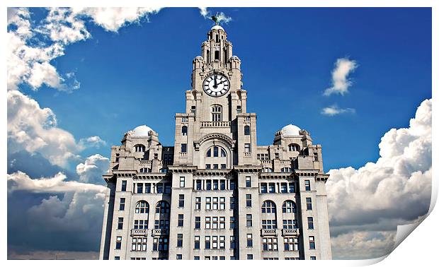 Liver Buildings on Liverpool waterfront Print by ken biggs