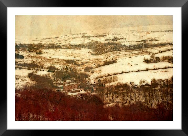 Remote farmland on the snow covered Yorkshire moor Framed Mounted Print by ken biggs