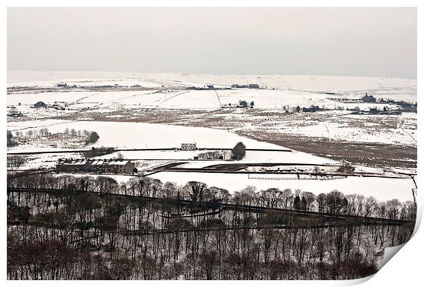 Remote farmland on the snow covered Yorkshire moor Print by ken biggs