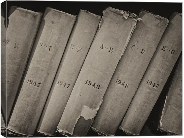 Old volume of library books Canvas Print by ken biggs