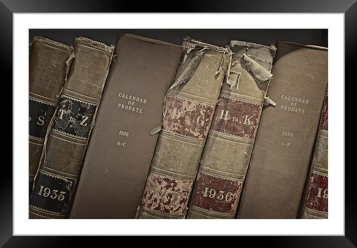 Old probate books in a library Framed Mounted Print by ken biggs