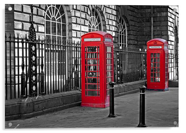 Traditional British telephone boxs Acrylic by ken biggs