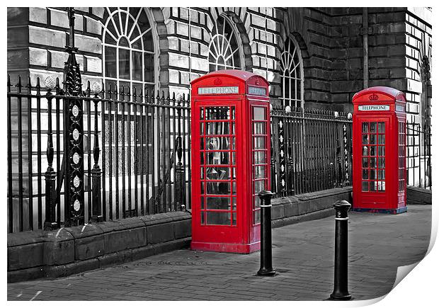 Traditional British telephone boxs Print by ken biggs