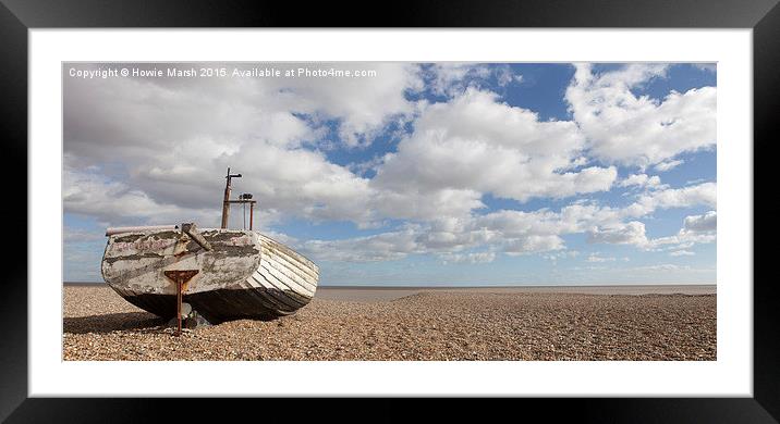  Fishing boat basking on the beach. Framed Mounted Print by Howie Marsh