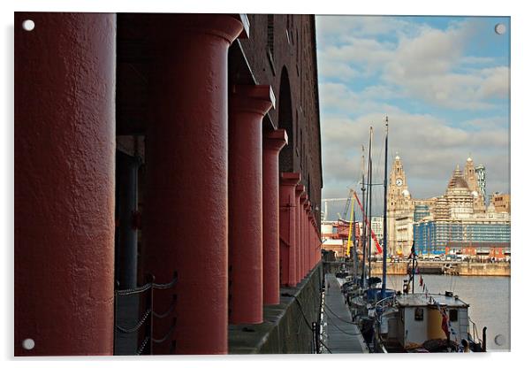 Albert Dock and Liver Buildings Liverpool UK  Acrylic by ken biggs