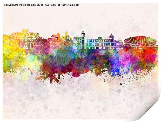 Nice skyline in watercolor background Print by Pablo Romero