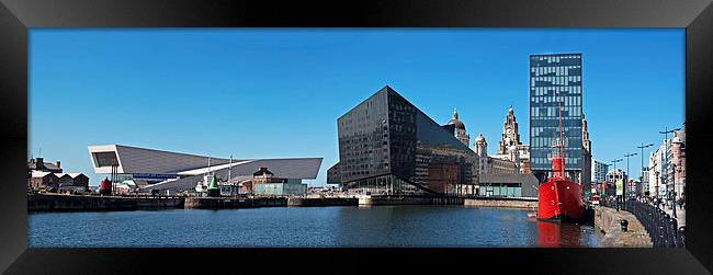 Panoramic View of Liverpool's historic waterfront Framed Print by ken biggs