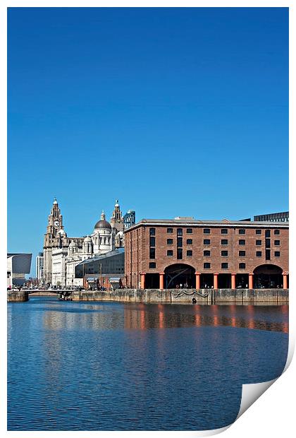 Albert Dock and Liver Buildings Liverpool UK Print by ken biggs