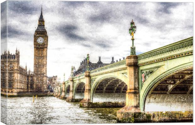 Westminster Bridge London Art Canvas Print by David Pyatt