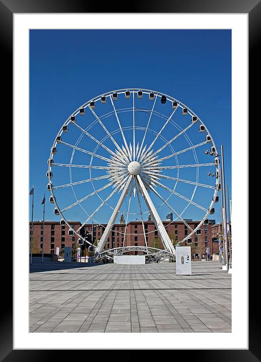 Large ferris wheel at Albert Dock, Liverpool UK Framed Mounted Print by ken biggs