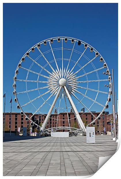 Large ferris wheel at Albert Dock, Liverpool UK Print by ken biggs