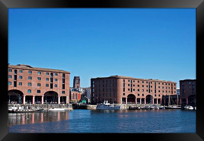 Albert Dock and Angkican Cathedral  Liverpool UK Framed Print by ken biggs