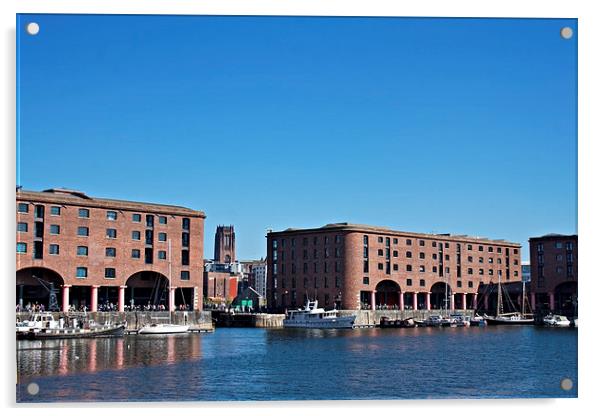 Albert Dock and Angkican Cathedral  Liverpool UK Acrylic by ken biggs