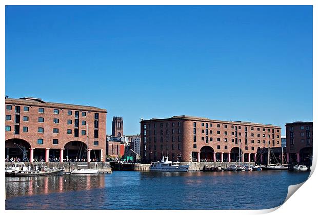 Albert Dock and Angkican Cathedral  Liverpool UK Print by ken biggs