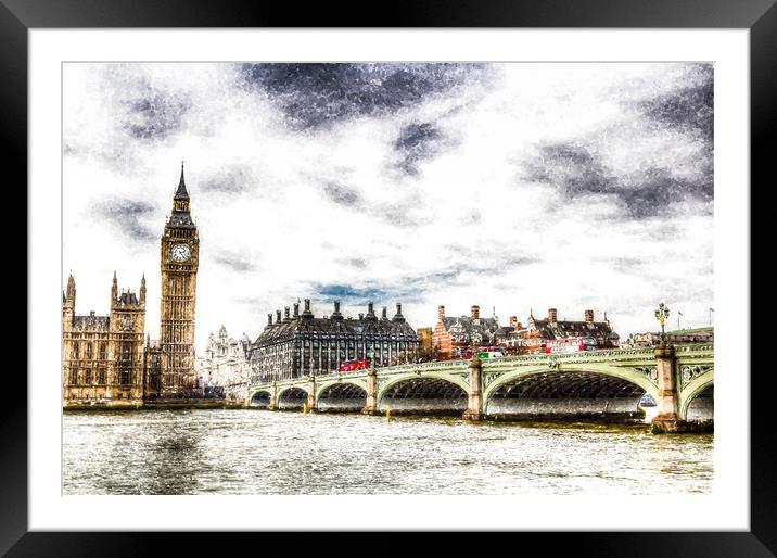Westminster Bridge London Framed Mounted Print by David Pyatt