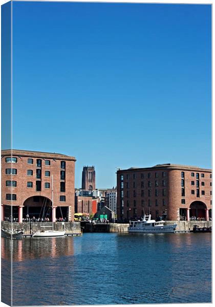 Albert Dock and Angkican Cathedral  Liverpool UK Canvas Print by ken biggs