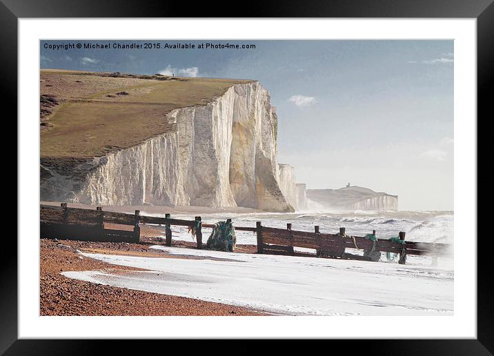  The Seven Sisters, from Cuckmere Haven Framed Mounted Print by Michael Chandler