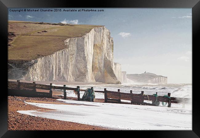  The Seven Sisters, from Cuckmere Haven Framed Print by Michael Chandler