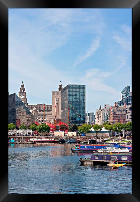 Canal barges in Liverpool's Albert Dock Framed Print by ken biggs