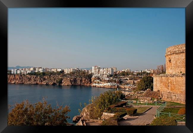 View of Antalya Turkey coastline Framed Print by ken biggs