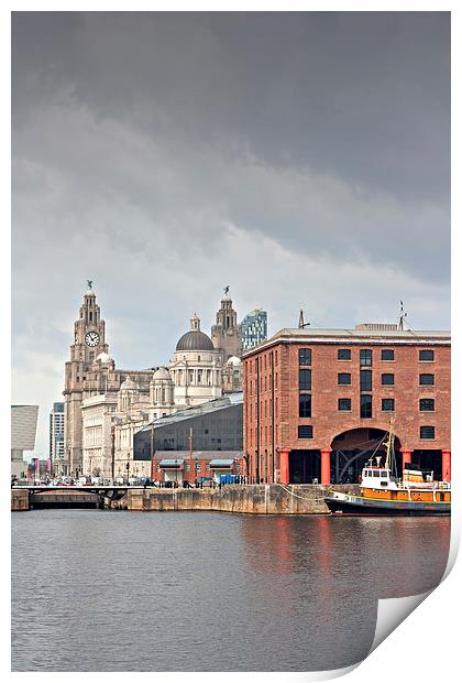 Albert Dock and Liver Buildings Liverpool UK Print by ken biggs