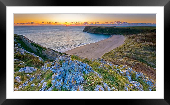 Barafundle Beach Framed Mounted Print by Mark Robson