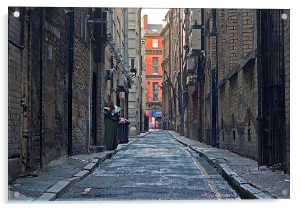 Looking down an empty inner city alleyway Acrylic by ken biggs