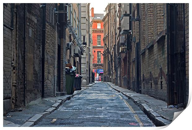 Looking down an empty inner city alleyway Print by ken biggs