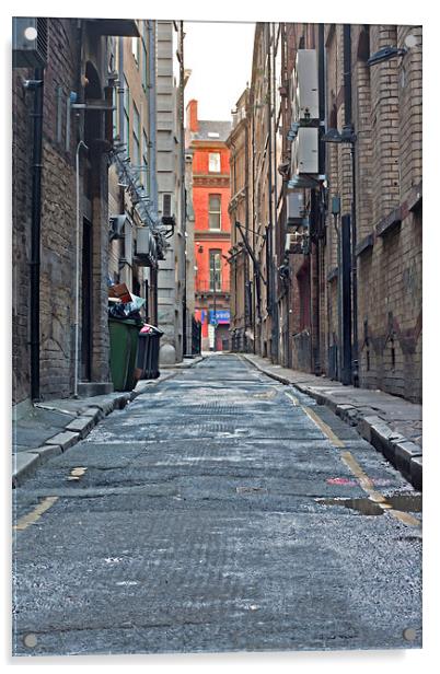 Looking down an empty inner city alleyway Acrylic by ken biggs