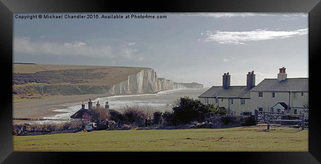  Coastguard Cottages at Cuckmere Haven, and the Se Framed Print by Michael Chandler