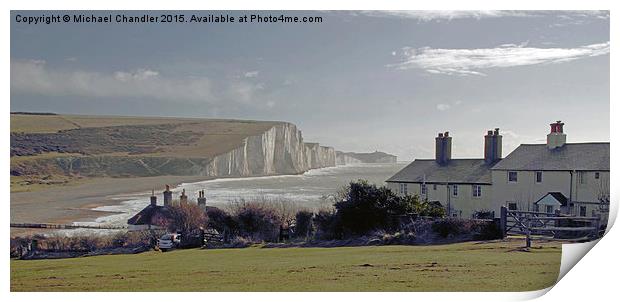  Coastguard Cottages at Cuckmere Haven, and the Se Print by Michael Chandler
