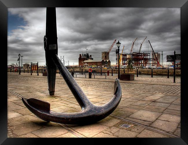 HDR image of a very large ships anchor Framed Print by ken biggs