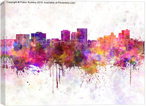 El Paso skyline in watercolor background Canvas Print by Pablo Romero