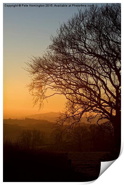 Raddon Hill at sunset Print by Pete Hemington