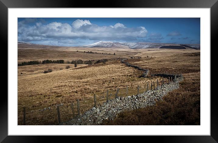 Brecon dry stone wall and fields Framed Mounted Print by Leighton Collins