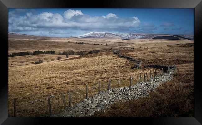  Brecon dry stone wall and fields Framed Print by Leighton Collins